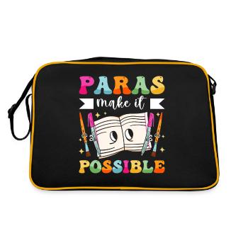 Funny Paras Teacher Paraprofessional - Retro Bag - black/gold - Back