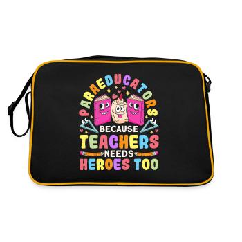 Funny Parapro Hero Teacher Paraprofessional - Retro Bag - black/gold - Back