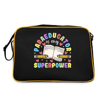 Funny Para Teacher Superpower Paraprofessional - Retro Bag - black/gold - Back