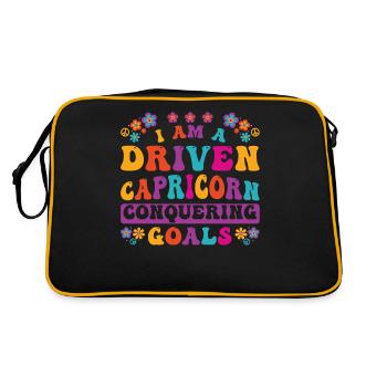 Capricorne Zodiaque Personnalité Groovy Cool - Sac Retro - noir/or - Dos