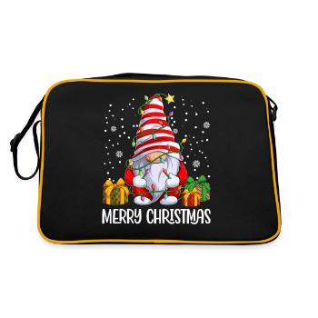 Merry Christmas Xmas Gnome Dwarfs - Retro Bag - black/gold - Back