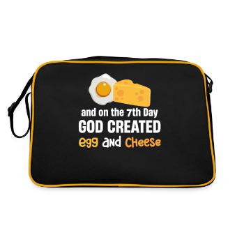 Et le 7ème jour, Dieu créa le petit-déjeuner avec un œuf et un œuf. - Sac Retro - noir/or - Dos