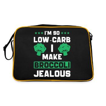 Low Carb Diät Motivation Zitat - Retro Tasche - Schwarz/Gold - Hinten