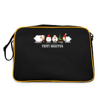 Funny Merry Christmas Sheep Family Kids - Retro Bag - black/gold - Back