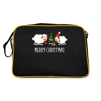 Funny Merry Christmas Sheep Family Kids - Retro Bag - black/gold - Back