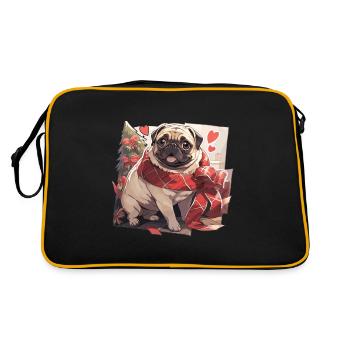 Pug Pug Dog Pug Christmas Pug Xmas - Retro Bag - black/gold - Back