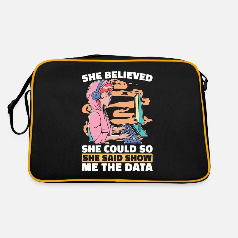 Data Mining She Believed She Could So Data Analyst - Retro Tasche - Schwarz/Gold