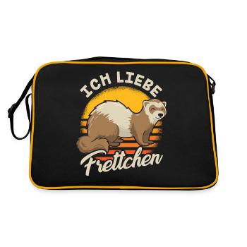 Ich liebe Frettchen Frettchenliebhaber Ferret - Retro Tasche - Schwarz/Gold - Hinten