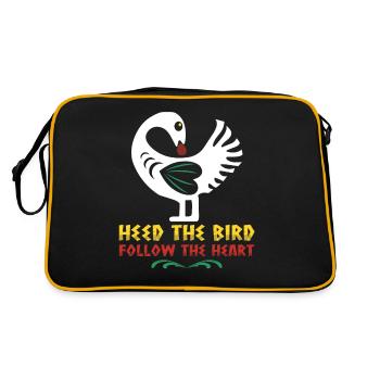 "Pay attention to the bird, follow the heart" - Retro Bag - black/gold - Back