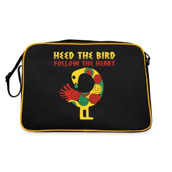 "Pay attention to the bird, follow the heart" - Retro Bag - black/gold - Back