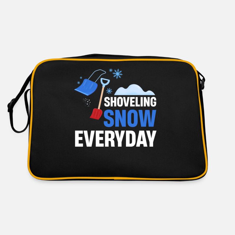 Jeden Tag Schnee Schaufeln Schaufel Pyjama - Retro Tasche - Schwarz/Gold