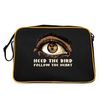 "Pay attention to the bird, follow the heart" - Retro Bag - black/gold - Back