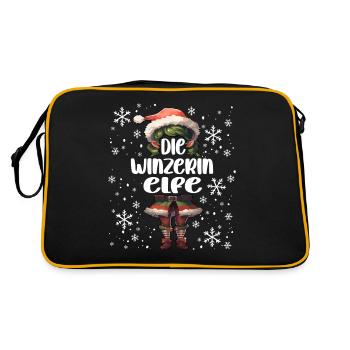 Weihnachtsoutfit Winzerin Wichtel - Retro Tasche - Schwarz/Gold - Hinten