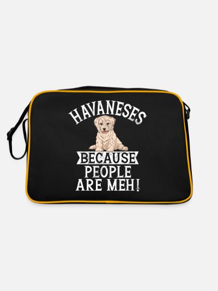 Cadeaux pour les amoureux des chiens havanais - Sac Retro - noir/or - Dos