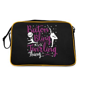 Bâton Twirling Bâton Twirler cadeau - Sac Retro - noir/or - Dos