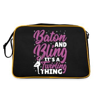 Bâton Twirling Bâton Twirler cadeau - Sac Retro - noir/or - Dos