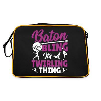 Bâton Twirling Bâton Twirler cadeau - Sac Retro - noir/or - Dos