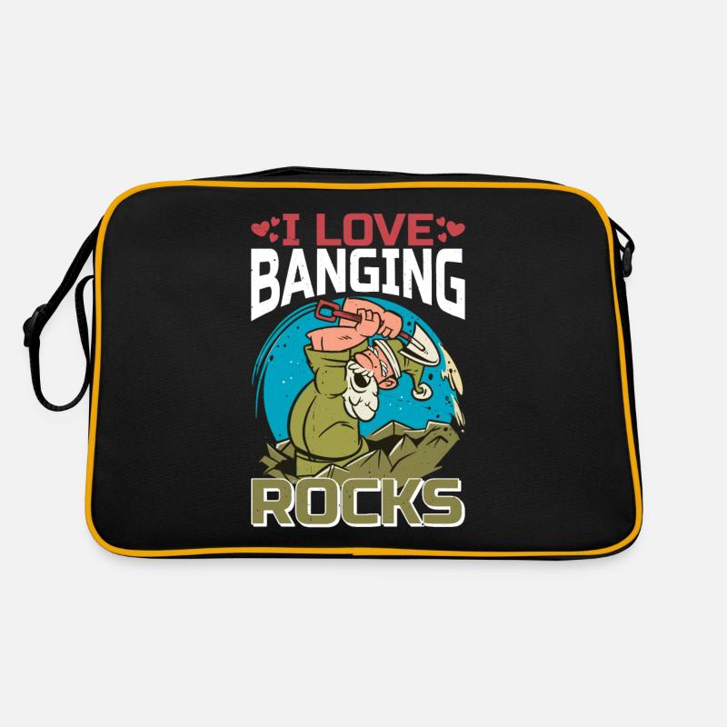 I Love Banging Rocks 2 - Retro Tasche - Schwarz/Gold