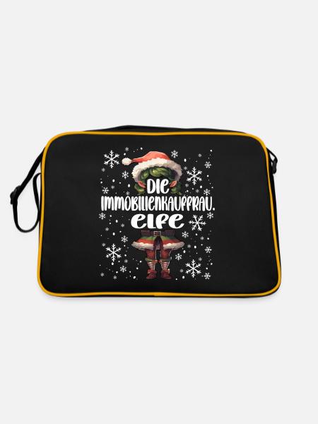 Weihnachtsoutfit Immobilienkauffrau - Retro Tasche - Schwarz/Gold - Hinten