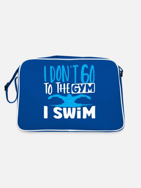 Schwimmer Ich gehe nicht ins Fitnessstudio Ich - Retro Tasche - Blau/Weiß - Hinten