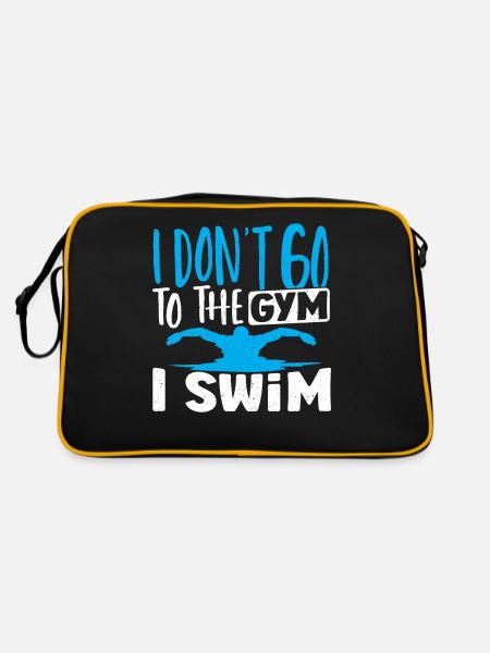 Schwimmer Ich gehe nicht ins Fitnessstudio Ich - Retro Tasche - Schwarz/Gold - Hinten