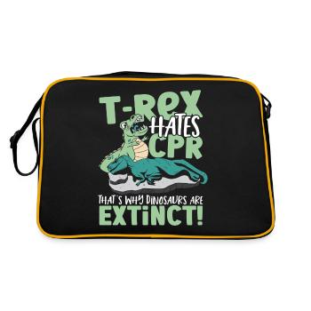 T-Rex Hates CPR That's Why Dinosaurs Are Extinct! - Retro Bag - black/gold - Back