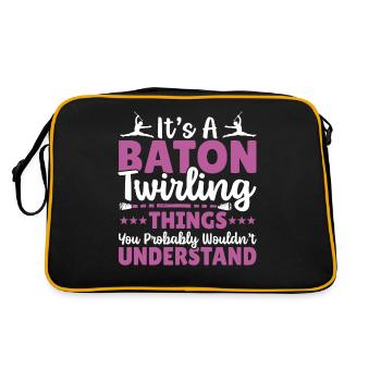 Bâton Twirling Bâton Twirler Cadeau - Sac Retro - noir/or - Dos