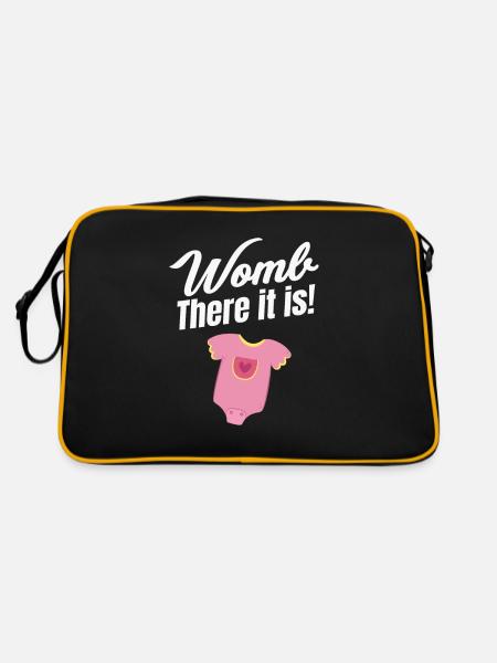 Womb, there it is! Funny midwife - Retro Bag - black/gold - Back