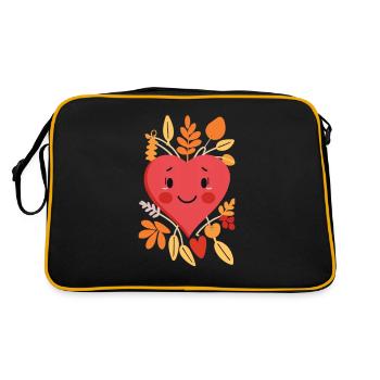 Autumn, Heart, I Love Autumn Gift - Retro Bag - black/gold - Back