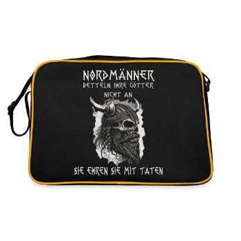 Heiden des Nordens Wikinger T-Shirt Barbaren - Retro Tasche - Schwarz/Gold - Hinten