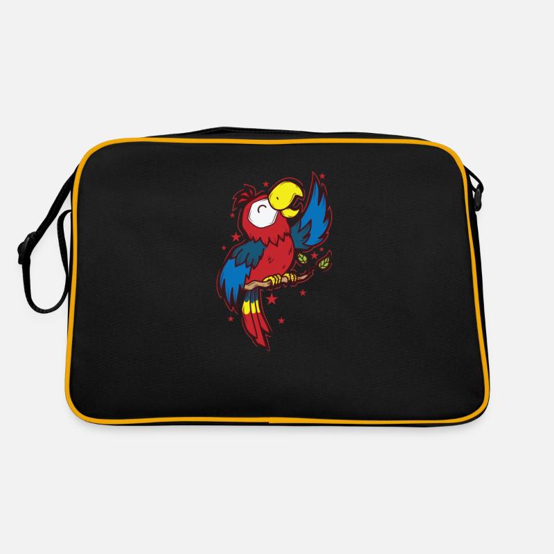 Papagei singt Tier Vogel Retro Tasche