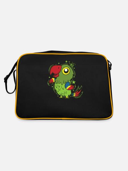 Parrot Dancing Bird Talking Animal - Retro Bag - black/gold - Back