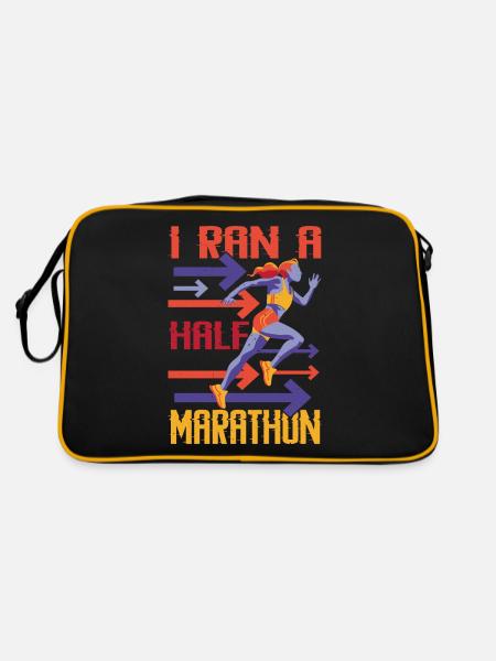 I Ran A Half Marathon - Retro Tasche - Schwarz/Gold - Hinten