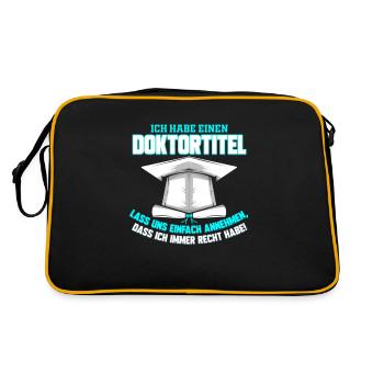Doktor Abschluss PhD Geschenk Doktortitel - Retro Tasche - Schwarz/Gold - Hinten