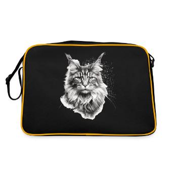 Maine coon Katzenbesitzer Geschenk Katzenhalter - Retro Tasche - Schwarz/Gold - Hinten