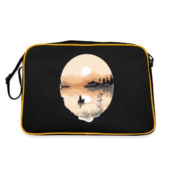 Motif de pêcheur romantique pour la pêche sportive - Sac Retro - noir/or - Dos