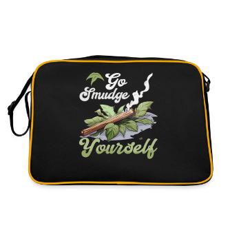 Smudge Sage Feather Spirituelle Hexerei - Retro Tasche - Schwarz/Gold - Hinten