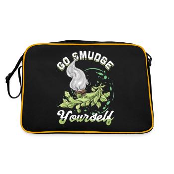 Smudge Sage Feather Spirituelle Hexerei - Retro Tasche - Schwarz/Gold - Hinten