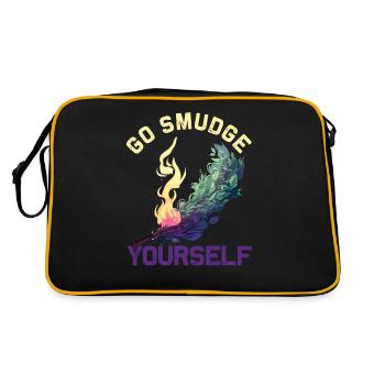 Smudge Sage Feather Spirituelle Hexerei - Retro Tasche - Schwarz/Gold - Hinten