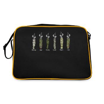 Smudge Sage Feather Spirituelle Hexerei - Retro Tasche - Schwarz/Gold - Hinten
