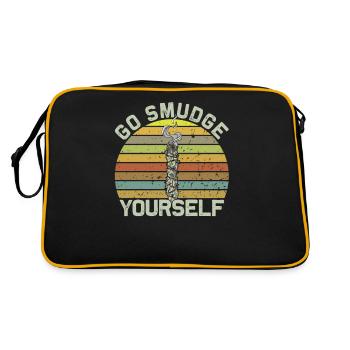 Smudge Sage Feather Spirituelle Hexerei - Retro Tasche - Schwarz/Gold - Hinten