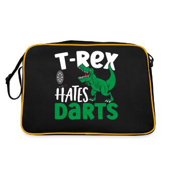 T-Rex hasst Darts T-Rex Dinosaurier-Liebhaber - Retro Tasche - Schwarz/Gold - Hinten