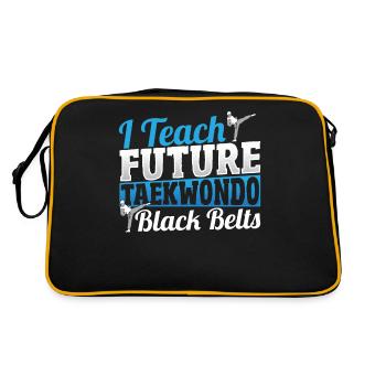 Ich unterrichte zukünftige Taekwondo-Schwarzgurte - Retro Tasche - Schwarz/Gold - Hinten