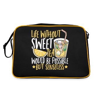 Ein Leben ohne süßen Tee wäre möglich, aber - Retro Tasche - Schwarz/Gold - Hinten