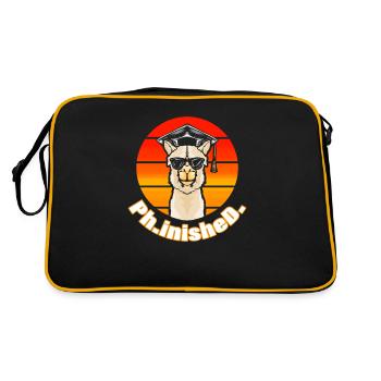 PhD Geschenk Promotion Doktor Abschluss Lama - Retro Tasche - Schwarz/Gold - Hinten