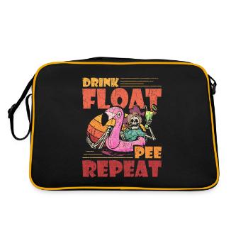 Drink Float Pee Repeat Lazy River Pool Party - Retro Tasche - Schwarz/Gold - Hinten