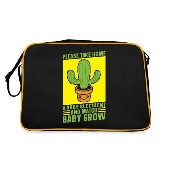 Succulente s’il vous plaît ramener à la maison une plante succulente bébé - Sac Retro - noir/or - Dos