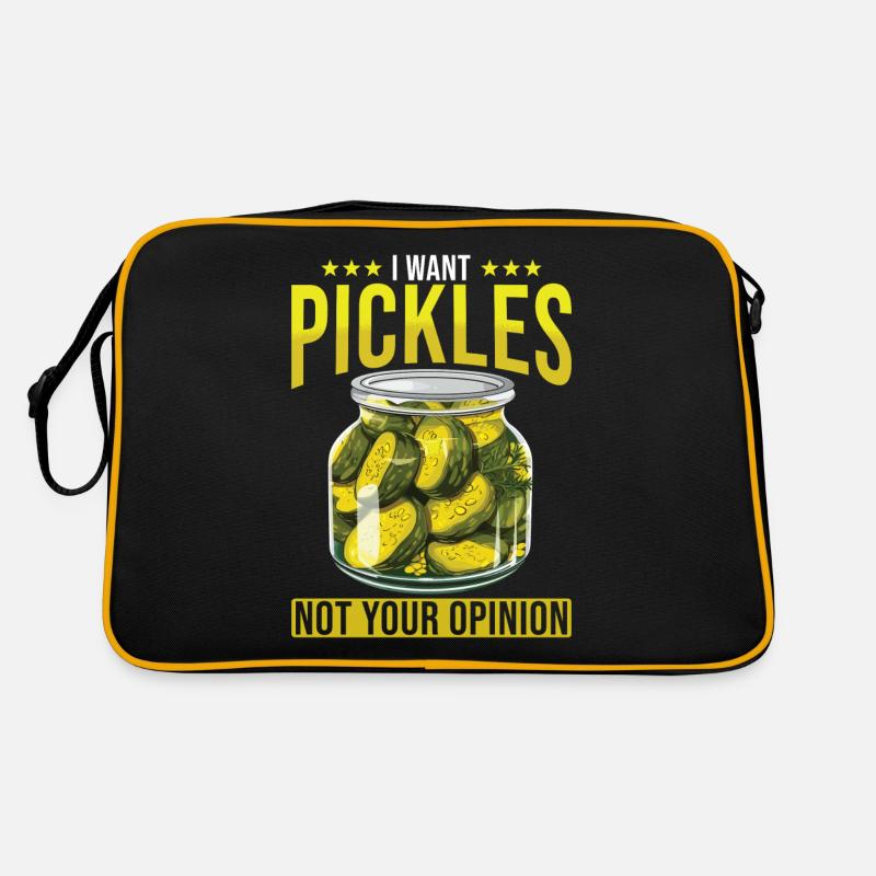 Gurken Liebhaber eingelegte Gurke Geschenk - Retro Tasche - Schwarz/Gold