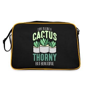 Succulent Life Is Like A Cactus Thorny Plant Lover - Retro Bag - black/gold - Back