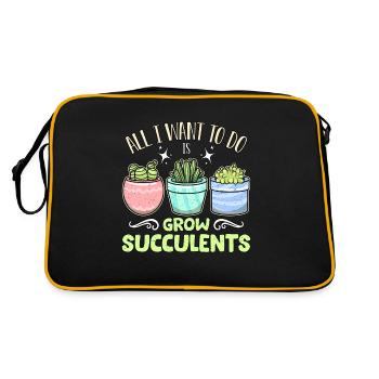 Succulent All I Want To Do Is Grow Potted Plant - Retro Bag - black/gold - Back